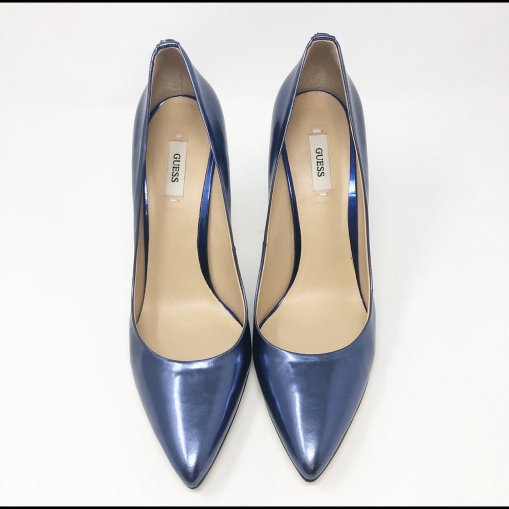 Guess blue metallic effect heels